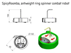 SpicyRoomba, a US antweight ring spinner combat robot (454g)