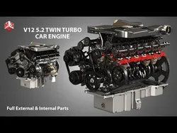 V12 Twin Turbo Car - Engine Full Internal and External Parts 3D model